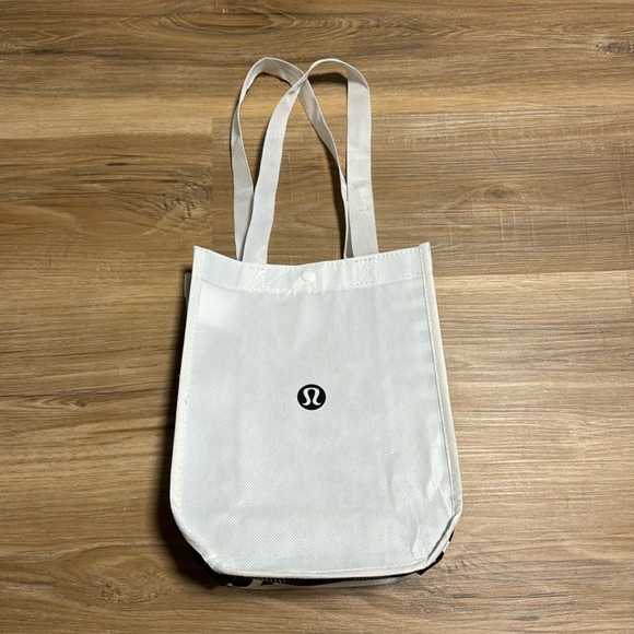 lululemon athletica Handbags - Lululemon Reusable Shopping Bag White Black Small
